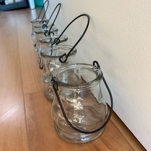 Glass Lanterns with Handles (set of 6)